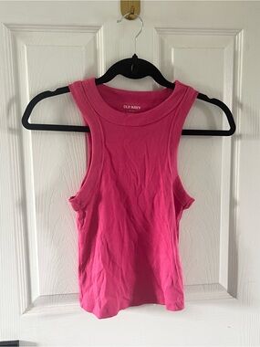 Old Navy Rib-Knit High-Neck Cropped Tank Top - Pink - XS